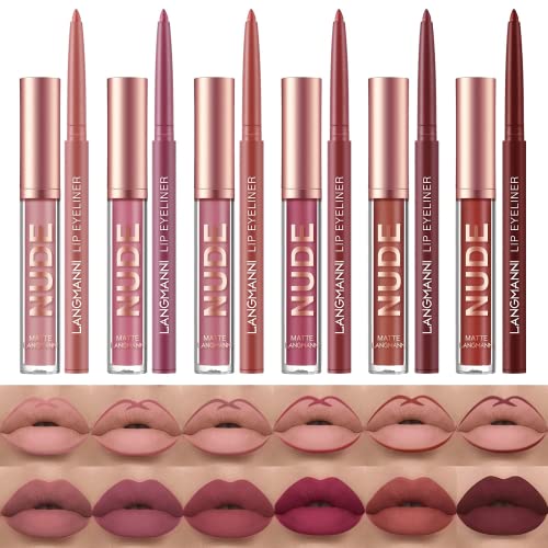 URQT 12-Piece Lip Liner & Lipstick Set – Matte Liquid, Long-Lasting