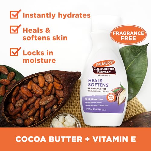 Palmer's Cocoa Butter Formula Daily Skin Therapy Fragrance Free Lotion for Dry Skin, Unscented Body Lotion, Flip Cap Bottle, 8.5 Fl Oz