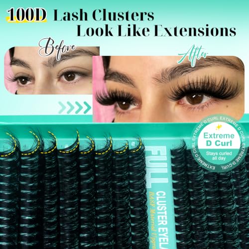 Fluffy Lash Clusters 100D Volume | 252PCS 10-22mm D Curl DIY