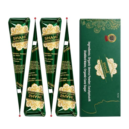 Shahi Reddish Brown Henna Cones - Ready-to-Use Hair Color, 4 Pack, 30g Each