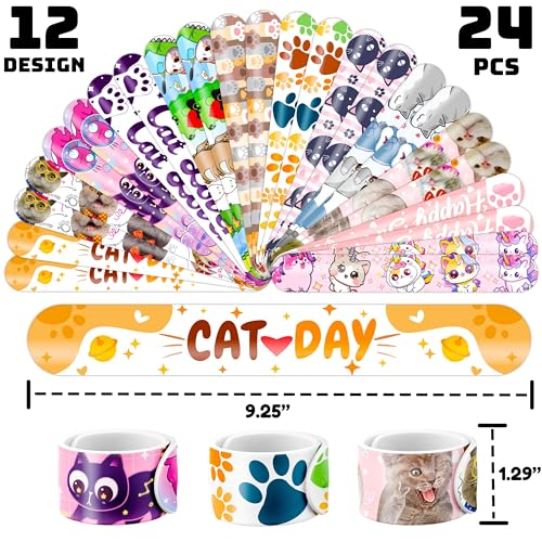 72 PC Cat Party Favors Bundle - Tattoos & Slap Bracelets