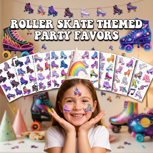 96 PCS Roller Skate Temporary Tattoos for Kids