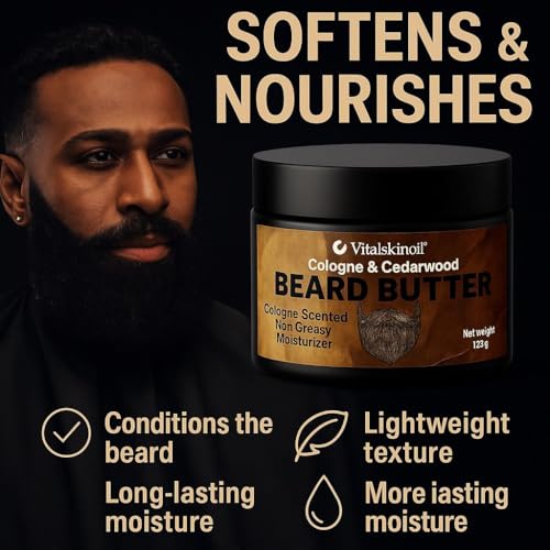 Beard Butter for Men, Cologne & Cedarwood Scented, Non-Greasy Conditioning Moisturizer, 4.23 oz