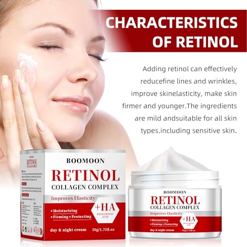 Retinol Cream for Face with Hyaluronic Acid, Wrinkle Cream for Face, Neck with Collagen Hyaluronic Acid, Day & Night Moisturizer Face Cream for Men Women, 1.75 oz (2)