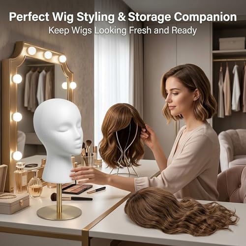 Female Styrofoam Mannequin Head Model - Wig/Hat Display Stand Art
