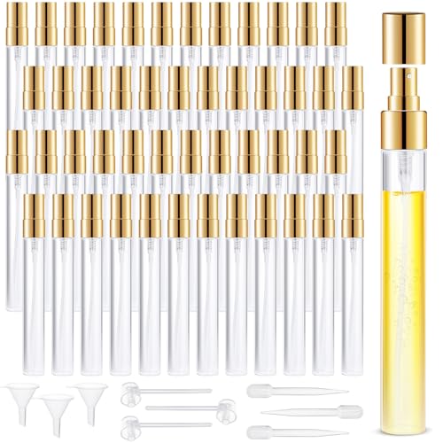 Mini Glass Spray Bottle 50pcs 10ml Clear Spray Bottle Empty, Fine Mist Refillable Mini Perfume Spray Bottle, Perfume Atomizer, Travel Spray Bottle For Hair, Small Empty Sample Containers Portable