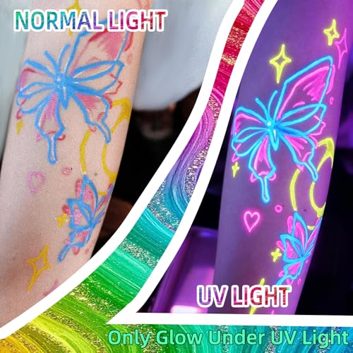 YOUKOYI Glow in Dark Temporary Tattoo Pens - 12 Pack