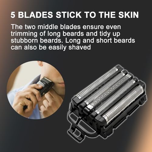 2 Packs Men's Electric Shaver Replacement Blades and Foil for Pa-nasonic ARC5 5-Blade Shavers, Compatible with WES9032P ES9032 ES9034 ES9036 ES9038 ES-LV61, ES-LV65, ES-LV67, ES-LV95, ES-LV97