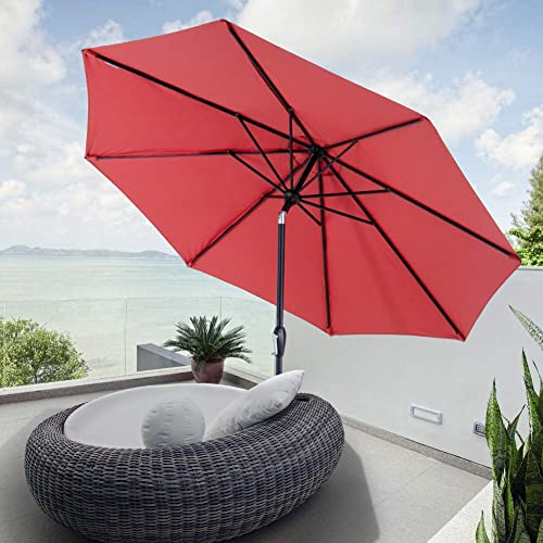 Tempera 7.5ft Patio Market Outdoor Table Umbrella with Push Button Tilt and Crank,Large Sun Umbrella with Sturdy Pole&Fade resistant canopy,Easy to set,Rust Red