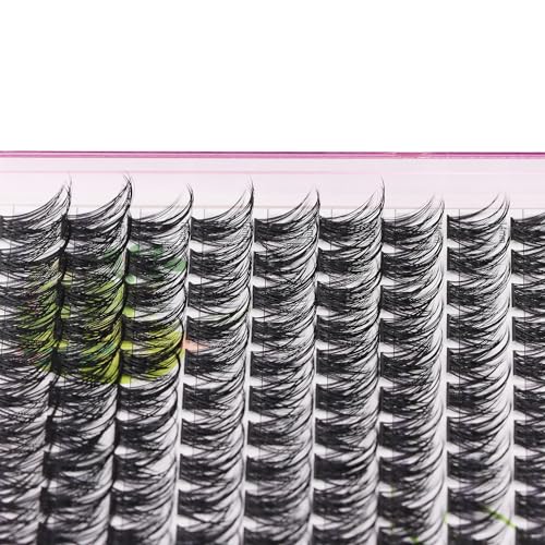 Dedila 120 Clusters Individual False Eyelashes Wide Stem D Curl Handmade Dramatic Black Soft and Light 5D Volume Eye Lashes Extensions Thick Base Women Girls Beauty Tools (10mm)