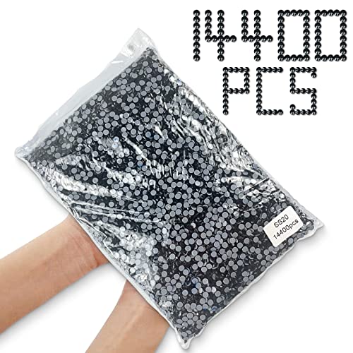 Bulk Wholesale 14400 Pcs Crystal Hotfix Rhinestones,FlatBack Glass Hot Fix Diamond for DIY Clothes Shoes Crafts Supplies (Black, SS6)