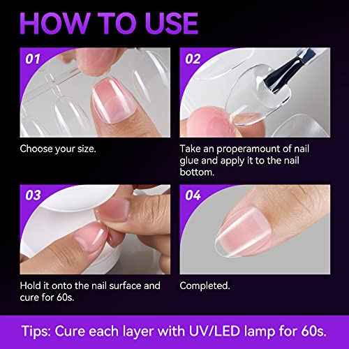 Gelike EC Nail Tips Almond for Salon: Almond Short Soft Gel Nail Tips for Manicure 240 Pcs 18 Sizes