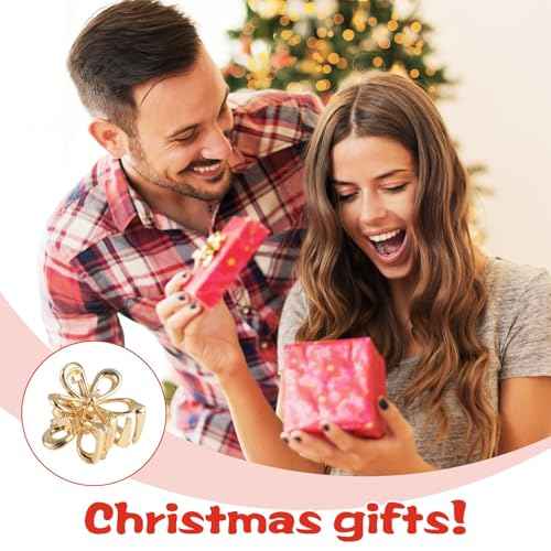 20 PCS Small Flower Hair Clips for Women Mini Tiny Sparkling Metal Gold Hair Flower Claw Clips Sweet Bangs Clips Decorative Cute Hair Accessories Gifts for Christmas Parties Girl Partners Children