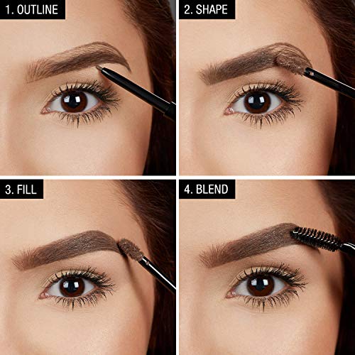 Maybelline TattooStudio Longwear Waterproof Eyebrow Gel Makeup for Fully Defined Brows, Spoolie Applicator Included, Lasts Up To 2 Days, Black Brown, 0.23 Fl Oz (Pack of 1)