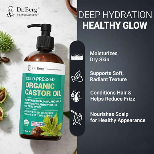 Dr. Berg Organic Castor Oil 16 fl oz Cold-Pressed