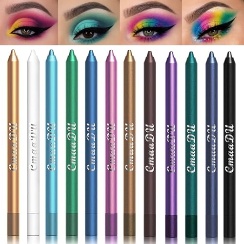 12-Color Eyeliner Pencil Set, Waterproof Eye Makeup