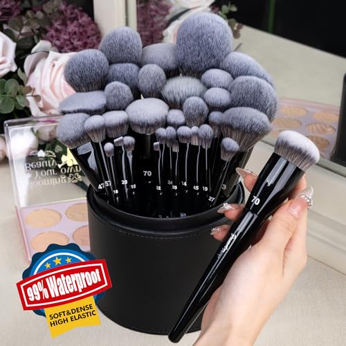 32-Piece Makeup Brush Set with Large Holder