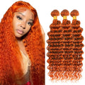 WuvuSnm 22-26 Inch Ginger Deep Wave Human Hair Bundles - #350DP Orange, 150g Each