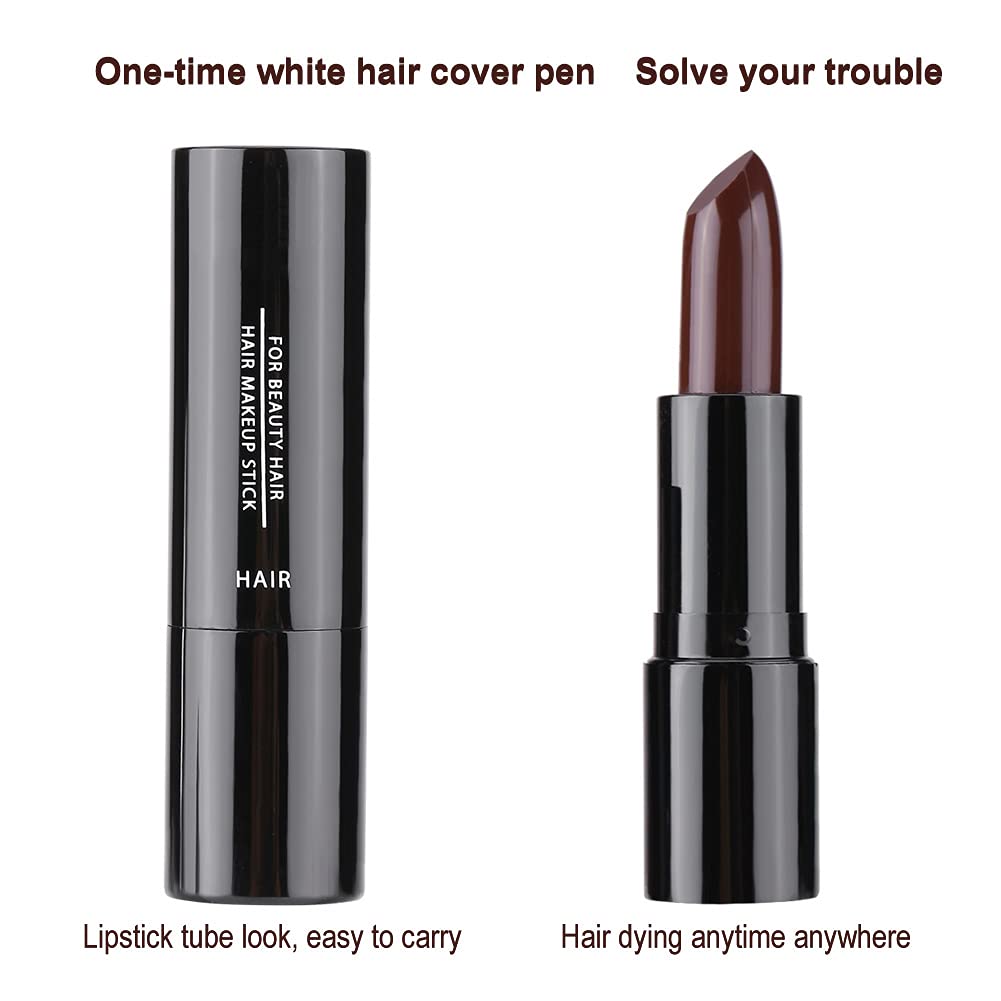 Sonew Hair Color Dye Pencil, Hair Color Pen, One time Hair Dye Pencil, Temporary Lipstick Hair Dye, White Hair Cover, Instant Black Root Coverage, DIY Makeup Dye Pencil (Brown)