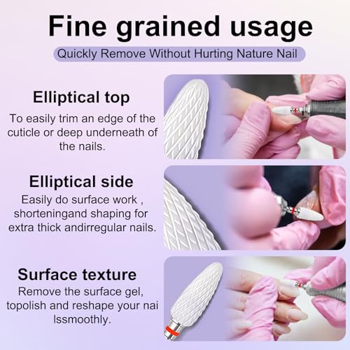 Ceramic Nail Drill Bit 3/32" - Fine Grit for Acrylic Removal