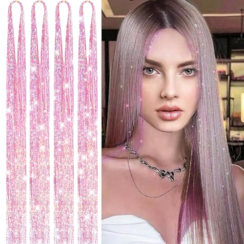 Dream Pink Hair Tinsel Kit, 1800 Strands with Tools