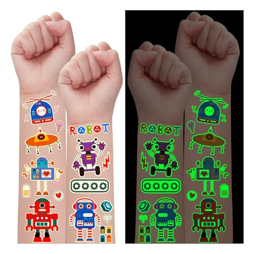 Partywind 315 Styles Glow Robot Temporary Tattoos for Boys