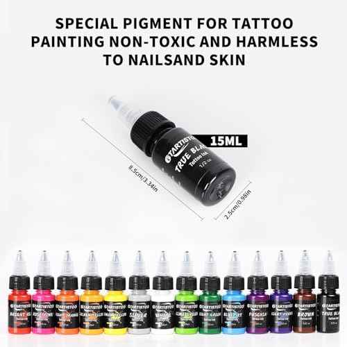 Tattoo Ink Set GTARTISTOO Professional 14 Colors 1/2OZ (15ml) Vegan-Friendly Pigment Tattoo Ink Supplies Ink...