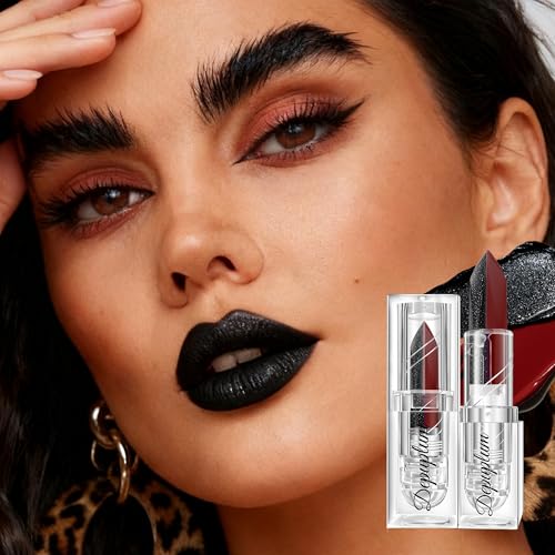 Depuplum Dual-Tone Lipstick: Red Matte & Black Glitter