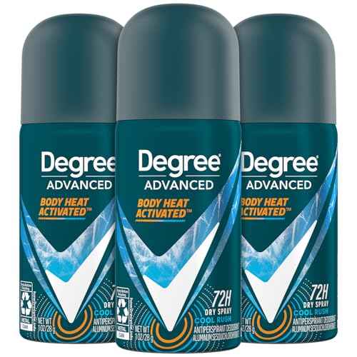 Degree Men¡¯s Travel Deodorant Antiperspirant 3-Pack ? 72H Advanced Protection Dry Spray, Cool Rush Scent, 1 Oz Ea