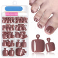 144pc Brown Square Press On Toenails Kit with Glue