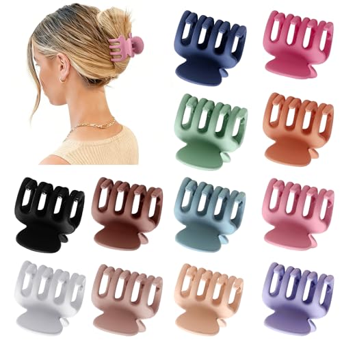 Small Claw Clips for Thin & Thick Hair - 12 Pack Colorful