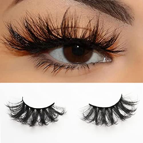 DAODER False Eyelashes 25mm Lashes Wispy Long 8D Mink Lashes Dramatic Volume Fluff Eye Lashes Pack for Women 7Pairs Soft Reusable Fake Eyelashes