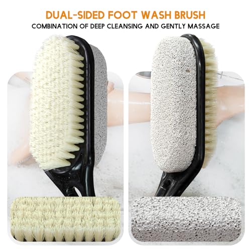 Extendable Long Handle Foot Scrubber with Pumice Stone for Shower (17"-25")