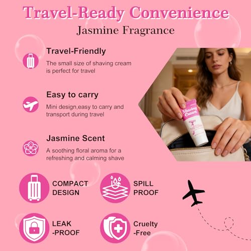 Women’s Travel Shaving Cream Set - 1 Fl Oz (Pack of 5) with Jasmine Scent