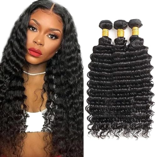 Brazilian Deep Wave Human Hair Bundles 26 28 30 inch