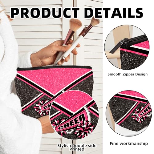Cheerleader Makeup Bag Canvas Cosmetic Organizer RoseRed