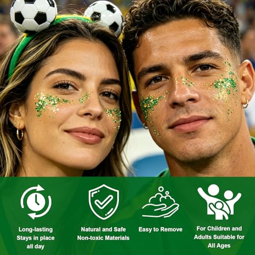 Brazil Green & Yellow Glitter Stick | Waterproof Face & Body