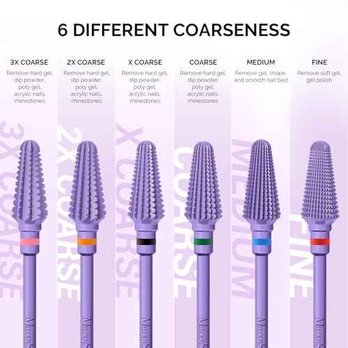 MelodySusie Professional Tornado 3/32'' Nail Drill Bits, Carbide Tungsten Multi-function Bits, Suitable for Manicure Pedicure Cuticle Gel Polishing, Salon Bits, Series Bit-X, Purple, XC