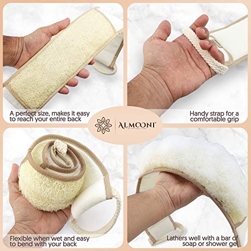 38-inch Natural Loofah Back Scrubber with Cotton Handles