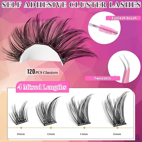 Self Adhesive Lash Clusters 120Pcs Wispy 10-16mm