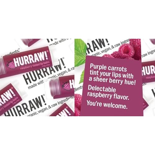 Hurraw! Raspberry Tinted, Black Cherry Tinted, Hazelnut Tinted Lip Balms, 3 Pack Bundle: Organic, Vegan, Cruelty & Gluten Free. Non-GMO, 100% Natural. Bee, Shea, Soy & Palm Free. Made in USA