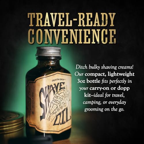Shave Oil Tea Tree Pre-shave Soften Bristles | For All Natural Razor Glide | Preshave During & AfterShave To Soothe & Soften Skin & Facial Hair by Death Grip | 3oz Bottle | Made In The USA