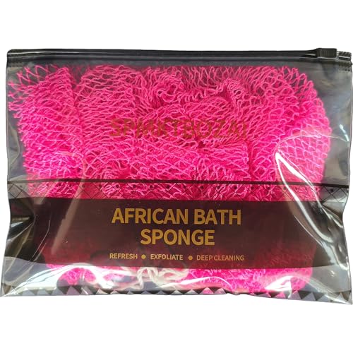 African Net Loofah Exfoliating Body Scrubber Bath Sponge for Shower - Rose Red
