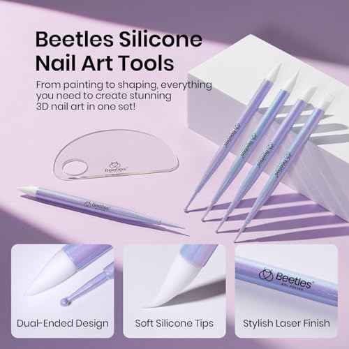Beetles 5PCS Nail Art Dotting Tools Nail Art Sculpture Pen, Dual-Head Resin Nail Art Tools, Carving Drawing Tool, Silicone Brushes Set Pottery Clay Sculpting Tools Modeling Painting Tool DIY Art