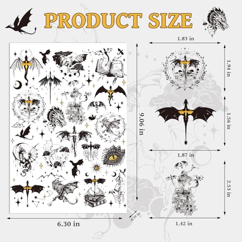 Black Wings Dragon Temporary Tattoos - 200+ Designs