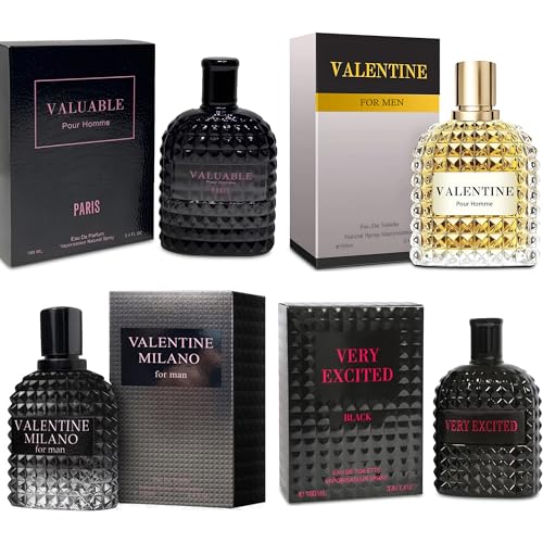 Men's Cologne Set - 4 x 3.4 Fl Oz Vanilla Bourbon & Leather