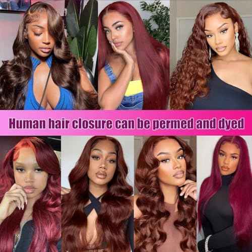 5x5 HD Transparent Closure Straight Human Hair Lace Closure Skinlike Brazilian 5x5 Closure 16inch Virgin Straight Closure 100% Real Human Hair Free Part Closure Pre Plucked Natural Black Glueless