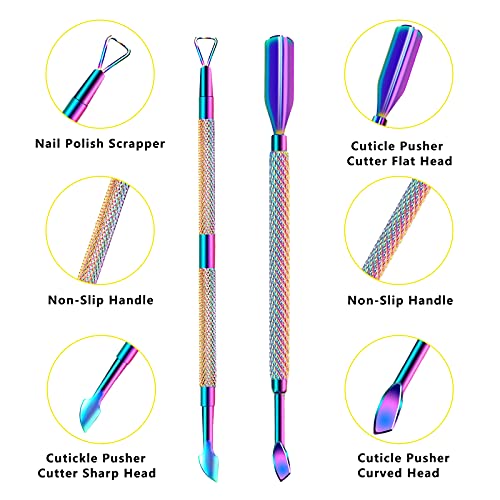Decute Stainless Steel Cuticle Trimmer and Pusher Set - Manicure Tools