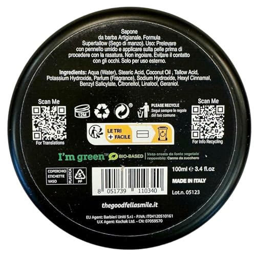 The Goodfellas¡¯ Smile TALLOW N.1 (Floral & Wood) Italian Shaving Soap ? Rich Tallow Croap for Thick Brush Lather, Wet Shaving & Classic Grooming Rituals