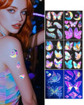 Butterfly Temporary Tattoos for Women - 24 Sheets Glow in Dark